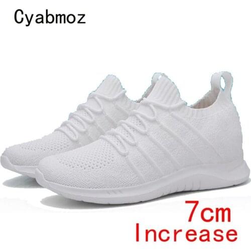 Cyabmoz Summer Men sneakers Elevator shoes Breathable Mesh Mens 7CM Height incresing shoes Outdoor New Leisure Man Casual Shoe