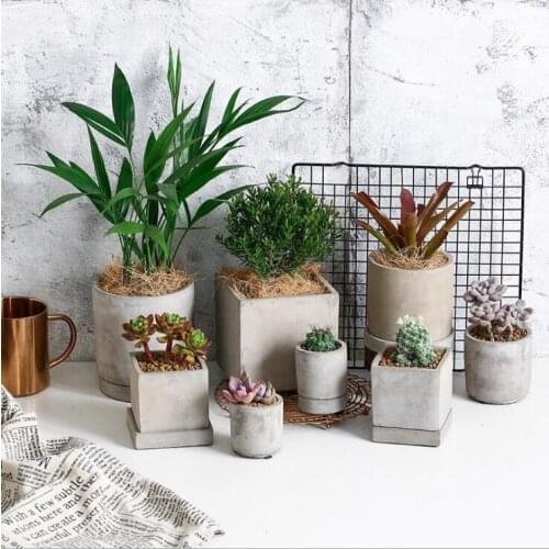 Round and square cement flower pot mold home decoration crafts succulent plants concrete planter vase molds