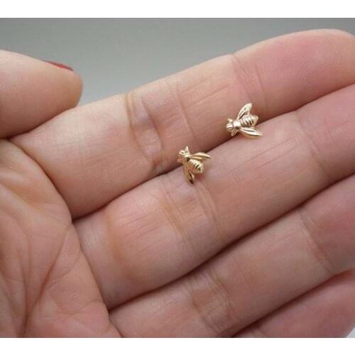 2019 Hot Sale 1 Pair Cute Tiny Bee Earring Jewelry Gold Plated Honey Bee Earrings Stud Unique Earrings Jewelry Women