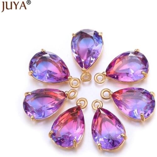 Juya Supplies For Jewelry Shining Zircon Crystal Charm Pendants for Diy Earrings Findings Necklace Charms Accessories Materials