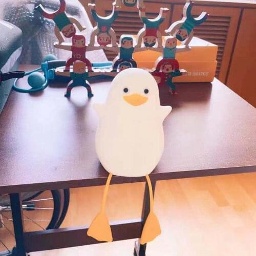 Cute Animal Duck LED Night Lamp with Bracket Nordic Cute Lovely Cartoon Night Light Silicone Soft Touch Sensor Baby Kid Home Dec
