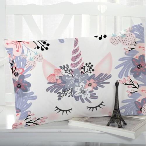 Cartoon Pillow cover Pillow case Bedding For Kids Baby Children Pillowcase Pillowcovers decorative 50x75 50x70 Purple unicorn