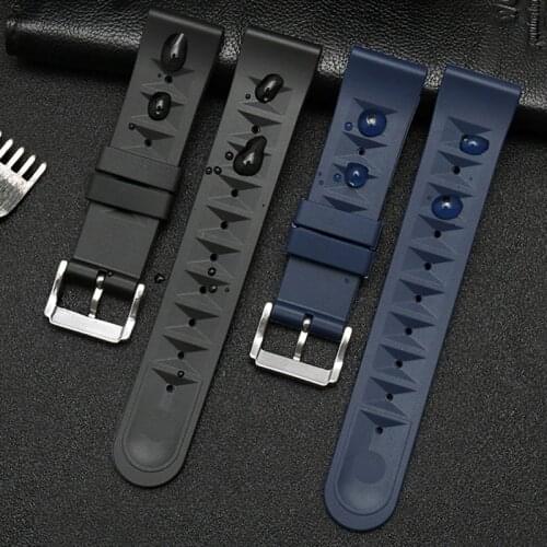 Soft Silicone Sport Watch Strap 20mm 22mm Rubber Diving Waterproof Band For seiko Men Blue Black Replacement WatchBand #E