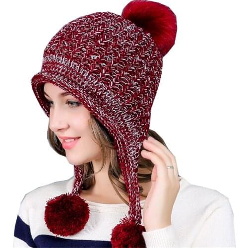 New Korean knitted Hats Women CuteLadies Earmuffs Wool Hat Beanies Hat Thickening Beanie Skullies Velvet Knit Bonnet Caps