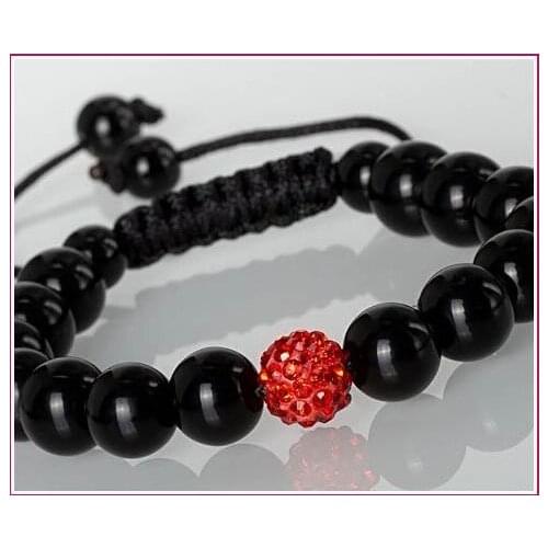 Jkj9yle 10mm Hot Red Micro Pave Disco Ball Beads Bangles black resin Bracelet jewelry Christmas Gift crystal
