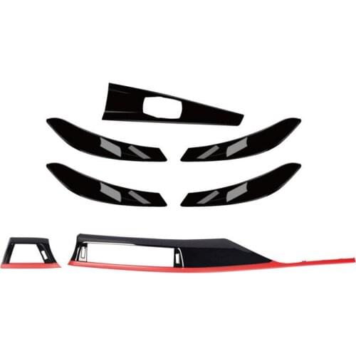 Panel 7 Pieces LHD Door Armrest Inner Handle Red Blue Center Console Protective Cover For BMW 4 Series 3 Series Asseccories