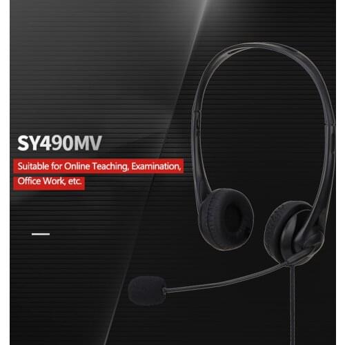 SY490MV Wired Headset Wired Control USB With Microphone Telephone Operator Headphone Noise Canceling for Computer Phones Desktop