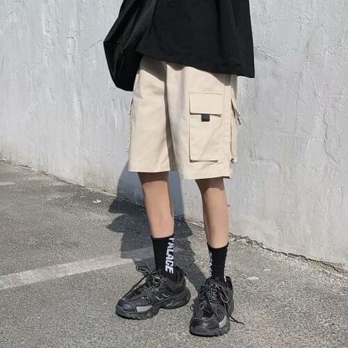 Workwear shorts mens loose summer thin section hip-hop multi-pocket function Japanese tide brand embroidery five-point pants