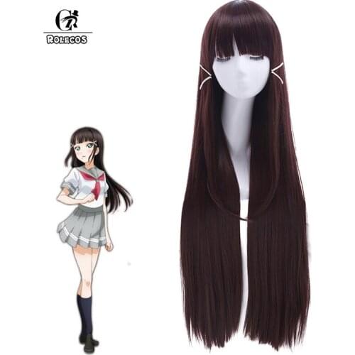 ROLECOS Kurosawa Dia Cosplay LoveLive Sunshine Cosplay Headwear Straight Dark Red Long Synthetic Hair 90cm / 35.43inches