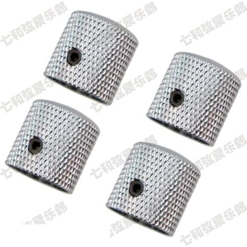 4 Pcs Chrome Brass Dome Tunning Knobs Metal Knurled Barrel Tone volume Control Knobs For Electric Bass Guitar