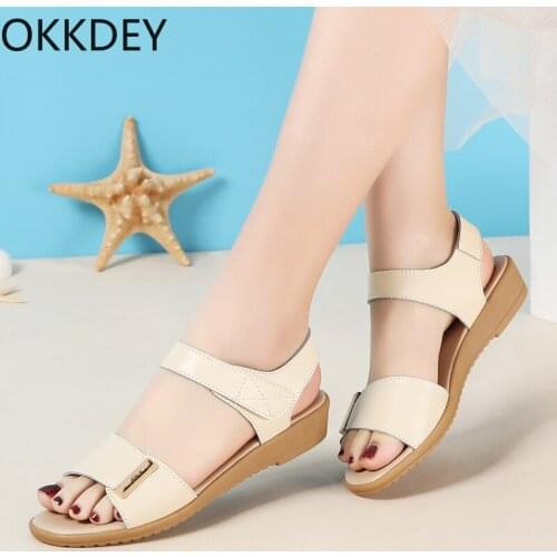 Women Sandals Outdoor Ladies Beach Sandals Wedges Zapatos De Mujer Sandalies Summer Leather Shoes Woman Flat Slip Resistance