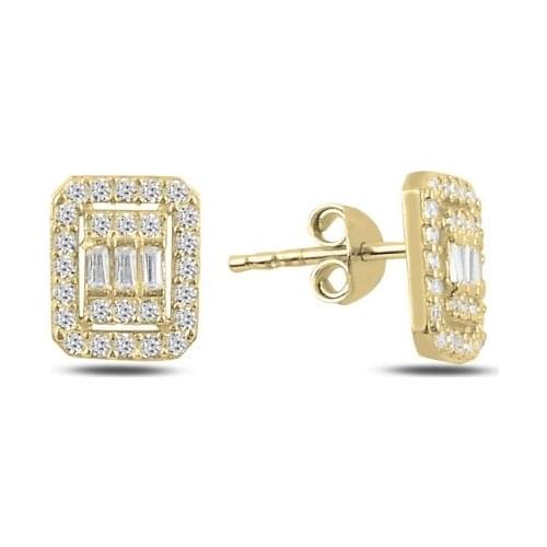 Silver 925 Sterling Baget Zircon Stone Earrings