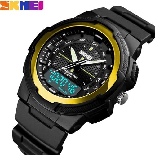 SKMEI 3 Time Mens Watch Stopwatch Week Wrist Watches Luminours Calendar Alarm 5Bar Waterproof Male Clock relogio masculino 1454
