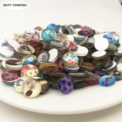 20 Pieces/lot 12mm Mix styles Round Glass Cabochon Domes Flat back Glass beads Jewelry Finding Cameo Pendant Settings