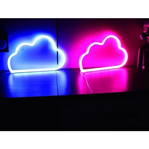 USB LED Neon Light Cloud Shape Wall Art Sign Lights Kids Bedroom Decor Hanging Desk Neon Lamp Party Background Prop Neon Light