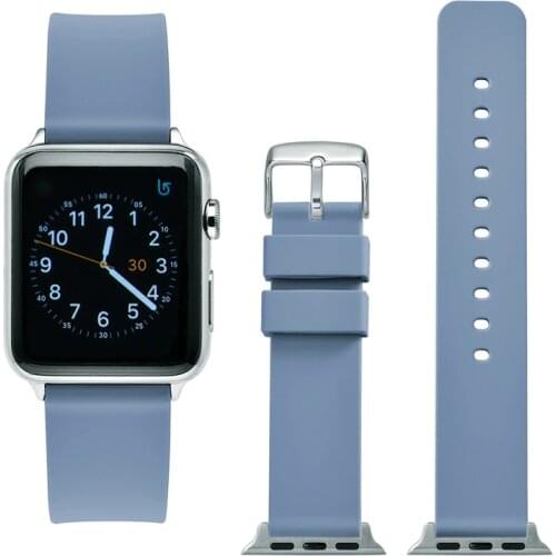 WOCCI Silicone Watch Band for Apple Watch Series 5 4 3 2 1 38mm 40mm 42mm 44mm Silver Adapter