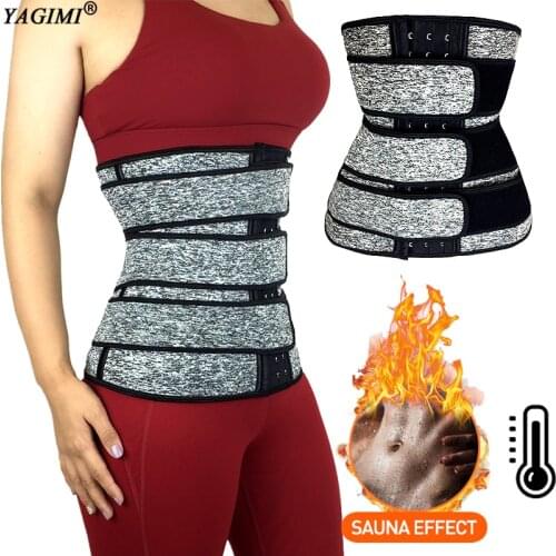 YAGIMI 3 Steel Boned Waist Trainer Corset Slimming Belt Sauna Sweat Sport Girdles Modeladora Women Shaper Burning Fat Trimmer