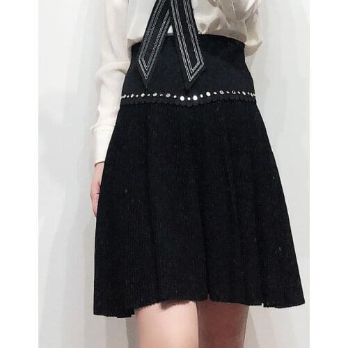 Patads French autumn and winter new European and American street shooting model high waist hot drill A-line skirt slim skirt