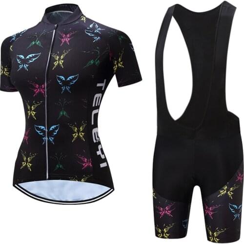 2021 summer short sleeve cycling jersey women bib short set Sport bike clothing MTB bicycle clothes skinsuit suit ladies uniform