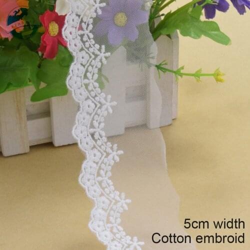 10yards 5cm wide Cotton embroid lace sewing ribbon guipure trim wedding lace DIY Garment Accessories african doll lace#3960