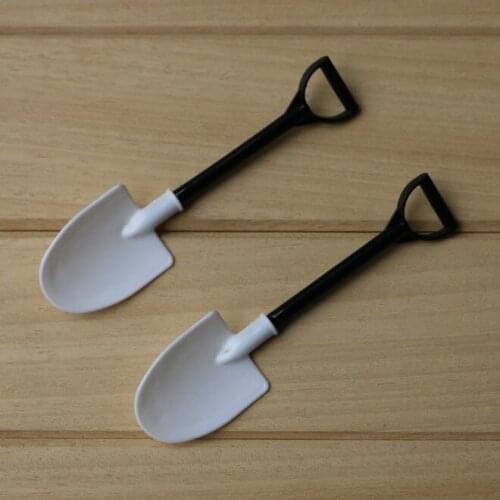 100pcs/set lot Disposable potted black and white ice cream scoop shovel small potted flower pot spoon ss1388