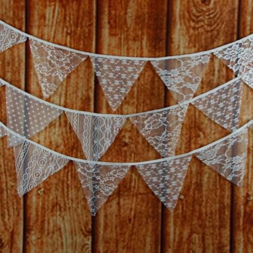 12 Flags Lace Vintage Party Wedding Pennant Bunting Banner for Wedding Party Decoration