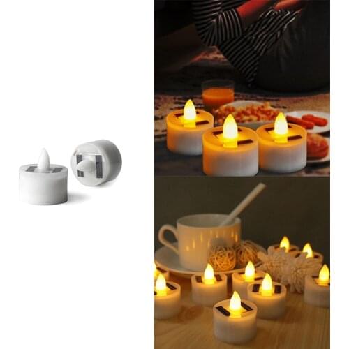 12Pcs Solar Candle Light Smokeless Simulation Electronic Candle Light Outdoor Solar Tea Wax Light for Christmas