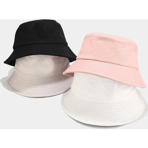 2021 Unisex Cotton Bucket Hats Women Summer Sunscreen Panama Hat Men Pure Color Sunbonnet Fedora Outdoor Fisherman Hat Beach Cap