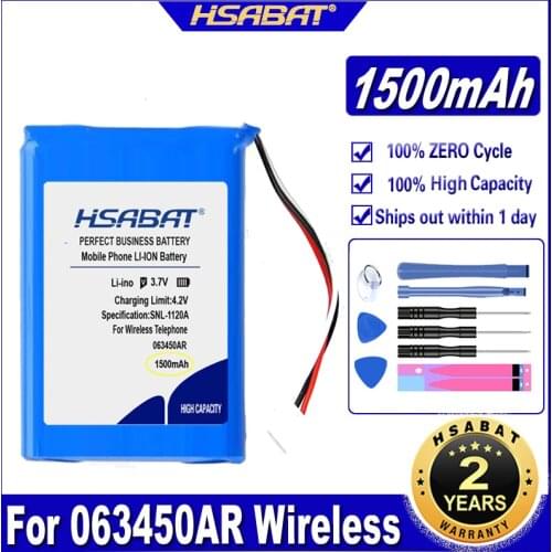 HSABAT 063450AR 1500mAh Battery for 063450AR Wireless Mobile Fixed Telephone Batteries