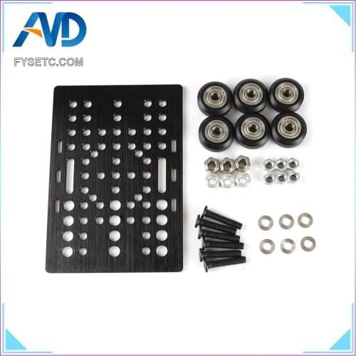 Aluminium V-Slot Gantry Plate 20 - 80mm With 6pcs Black/Transparent V-Slot Solid V Wheel Kit For Openbuilds CNC Machine Part