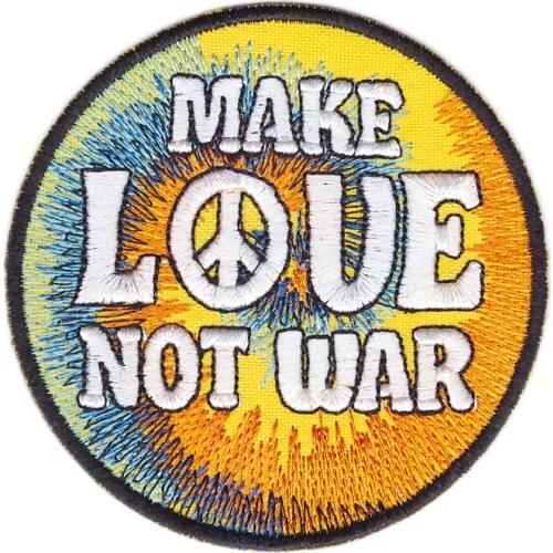 Make LOVE Not War Peace Embroidered Hippie Iron On Jacket Patch Applique New