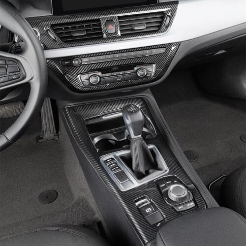 Car Styling interior Buttons panel frame Decoration Car Covers Stickers Trim for BMW 1 Series f52 Carbon fiber Auto Accessories