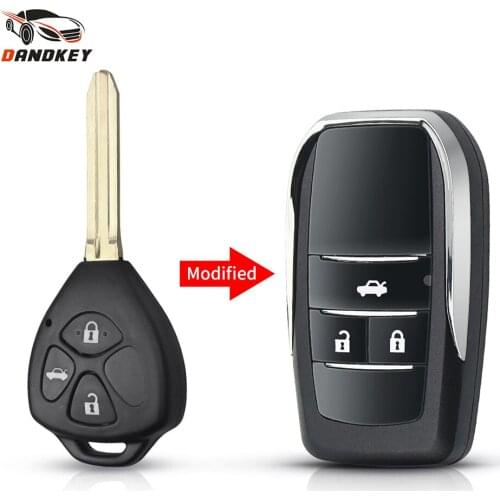 Dandkey 10pcs Replacement Remote Key Case For Toyota Scion Corolla RAV4 Camry Avlon 3 Buttons Modified Folding Key Shell