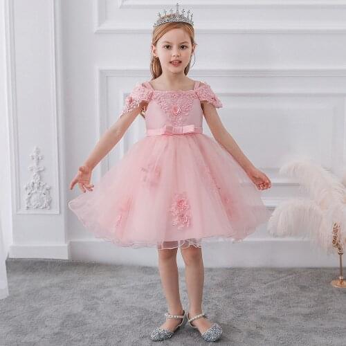 Childrens Princess Evening Dress Girls Beaded Dress Flower Girl Fluffy Dress Prom Wedding Birthday Party Catwalk Show Dress