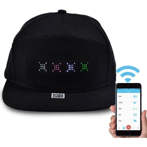 Men Women Bluetooth LED APP Controlled Baseball Hat Message Display Hip Hop Cap