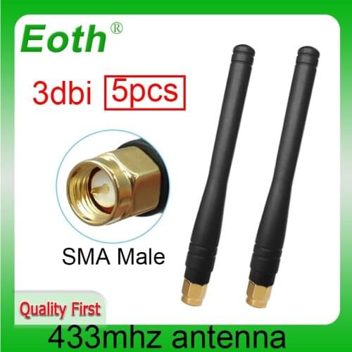 5pcs 433MHz Antenna 3dBi SMA Male Connector 433 mhz Antennas antena Directional 433m Antenne Wireless Lorawan watermeter