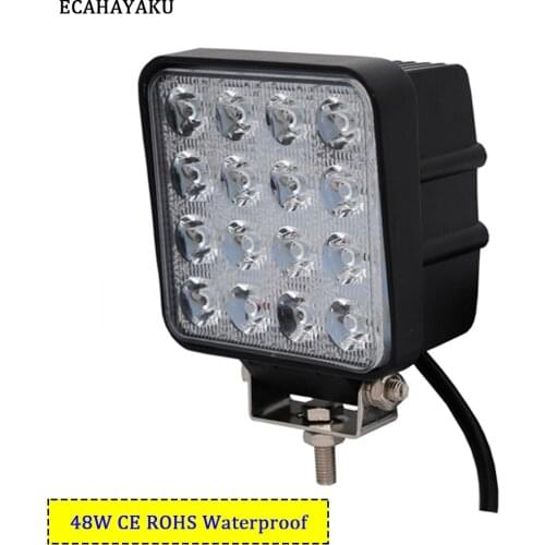 ECAHAYAKU 48W Square LED Work Light Bar Lamp For Car Offroad 4x4 ATV Truck Tractor SUV Vehicle 48w LED Work Light Flood 12V 24V