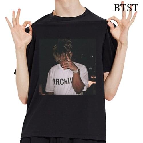 Harajuku T-shirt O-Neck Anime Shirt Rip Juice Wrld Print Tee Shirt Homme Hip Hop Tops Black Tees Summer Comfortable T Shirts