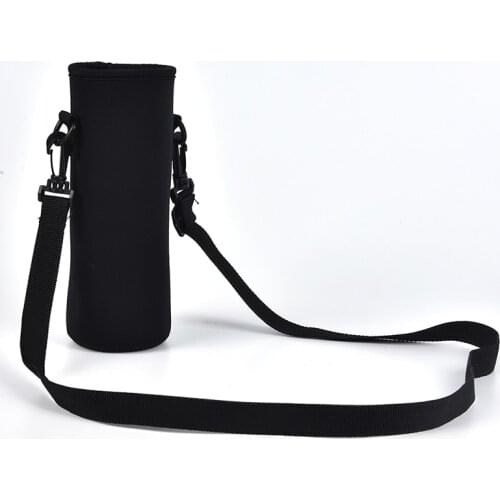 18/36/64oZ Black Bottle Carrier Insulat Bag Water Bottle Carrier Insulated Cover Bag Neoprene Water Pouch Holder Shoulder Strap