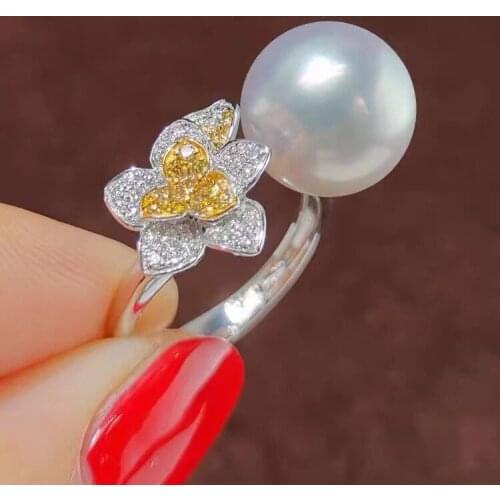 Flower 925 Sterling Silver Adjustable Free Size Ring Settings Findings Mountings Parts for Pearl Corals Jade Crystal, 5pcs/lot