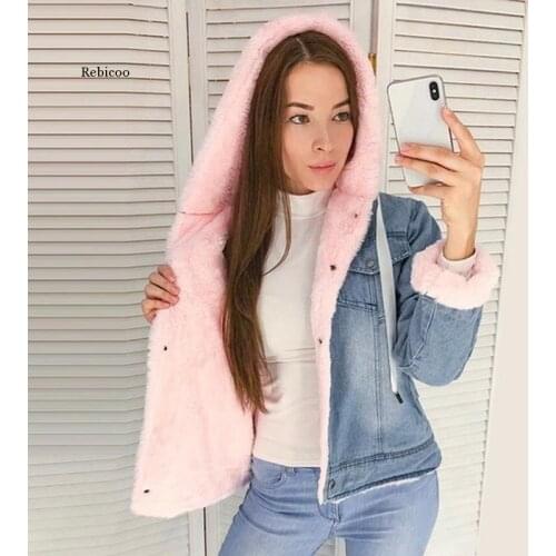 New Warm Winter Jacket Women Autumn Hooded Coat Female Jeans Denim Jackets Basic Ladies Top Womens Bomber Jacket