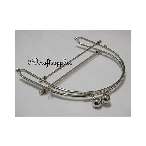 Metal purse frame glue on clasp clip silver 6 inch X 5 1/2 inch Y13
