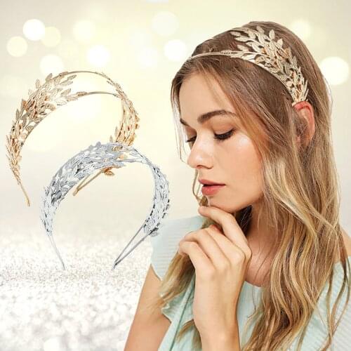 Roman Goddess Hairband Headband Crowns Gold Leaf Dainty Wedding Hair Accessories Women Bridal Forehead Jewelry Обруч Для Волос