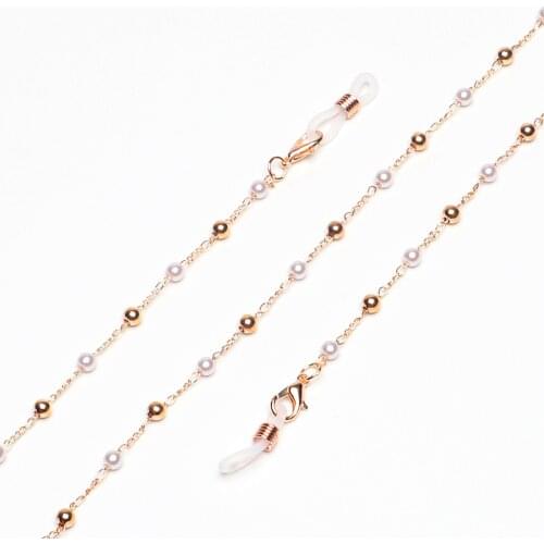 Luxury Pearl Gold Color Eyeglass Chain Holders Beaded Sunglass Strap for Women Fashion Glasses Chain Non-slip Neck Strap Rope