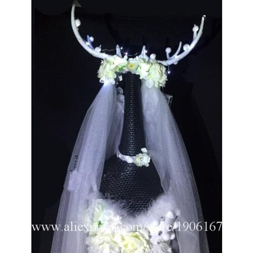 Christmas LED Light Costume Nightclub DS Dance Team Led Luminous Bikini Suit Dress Cosplay Masquerade Light Up Clothes H