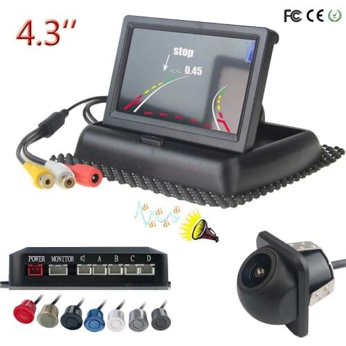 Car Parking Sensor Kit 4.3 Inch Display Reverse Backup Radar Sound Alert Indicator System With Car Rear View Camera Night Vision