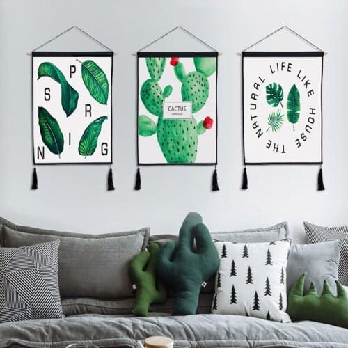 Nordic Leaves Plants Kids Bedroom Background Wall Art Canvas Painting Decoration Home Decor Watercolor Cactus Hanging Decoration