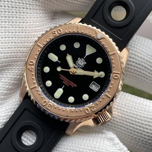 STEELDIVE SD1996S 2021 New Arrival 200M Waterproof Super Green Luminous NH35 Mechanical Men Bronze Dive Watches
