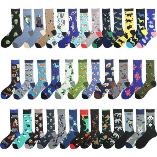 Crazy Animal Sloth Aliens Funny Socks Men Design Novelty Happy Dinosaur Bugs Panda Flamingo Socks Novelty Skateboard Hip Hop Sox