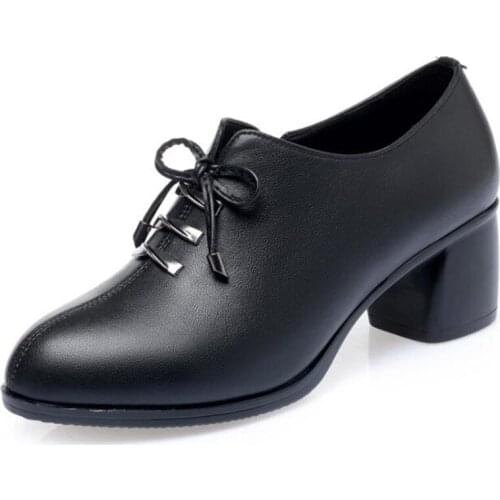 2020 Newest Spring Round Head Top Soft Cowhide Patent Leather Shoes Comfort Non-slip High Heel Shoes Fashion Elegant Women Shoes